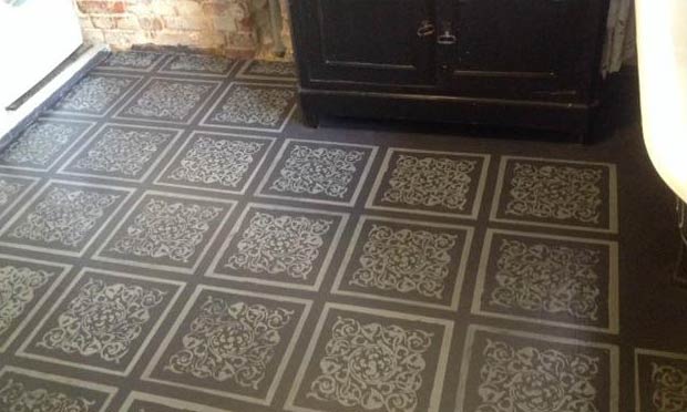 Floor Stencils Have This Tiled Bathroom Makeover Covered!