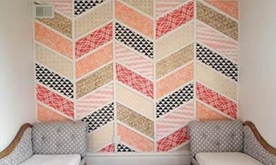 Patchwork Herringbone Stenciled Wall Mural