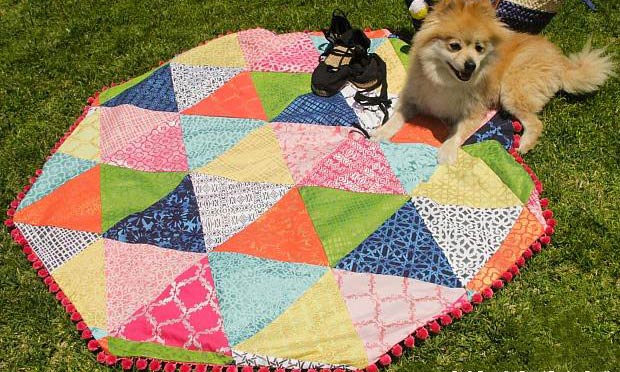 How to Stencil a DIY Patchwork Picnic Quilt
