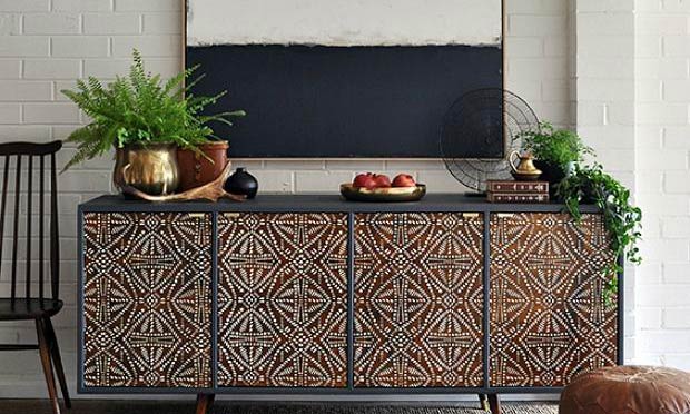 Global Chic Stenciling: A Tribal Furniture Transformation