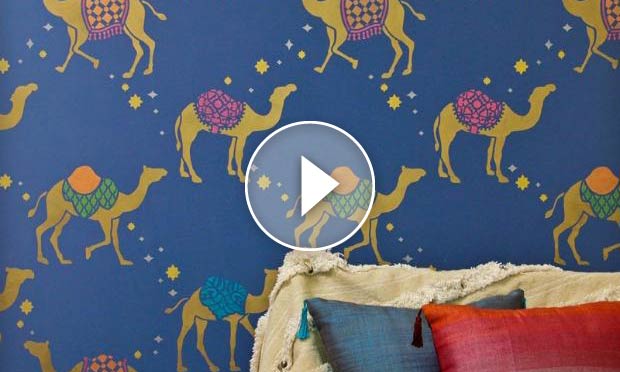 How to Stencil Metallic Moroccan Camel Wallpaper Patterns