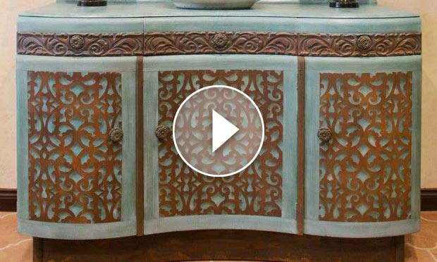 DIY Furniture Makeover Series: Rust Finish, Stencil Grille and Distressed Chalk Paint