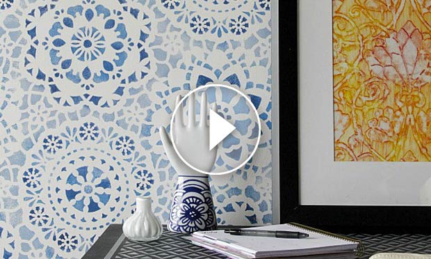 Paint Your Own Indigo Wallpaper Look with Wall Stencils