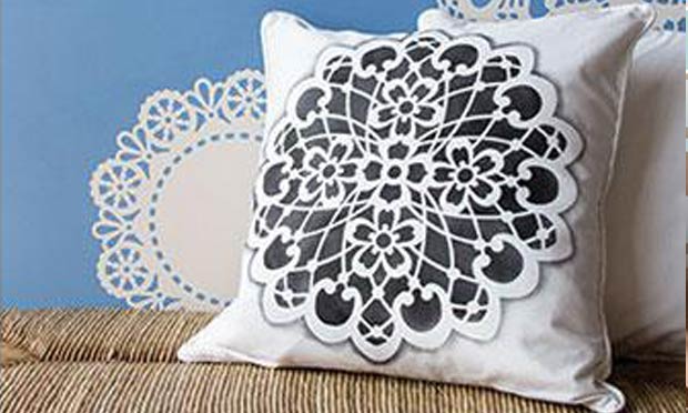 Fabric Stencil How-to: Lace Pillows