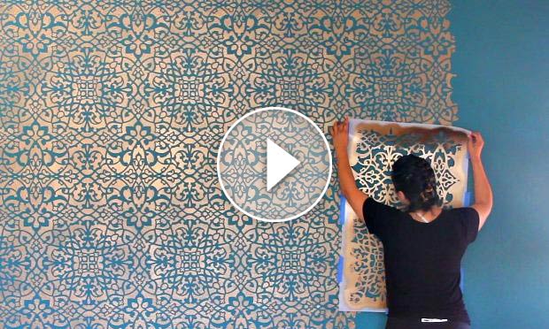 How to Stencil a Wallpaper Look for Less!