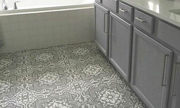 YES You CAN Paint Vinyl & Linoleum Floors with Stencils!