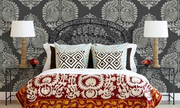 Bird of Many Colors: Annapakshi Damask Indian Stencil