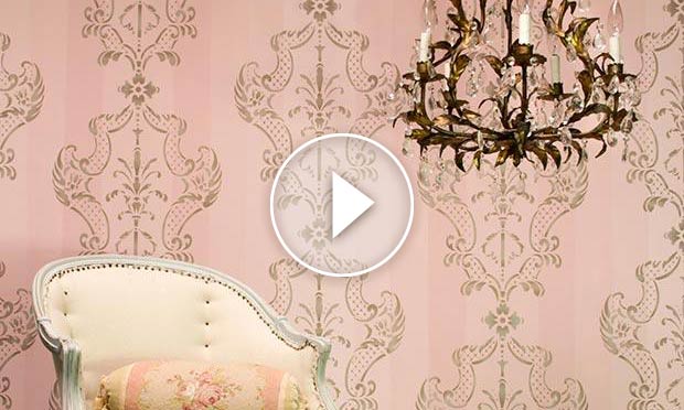 How to Stencil: Damask Pattern on Ombré Painted Stripes