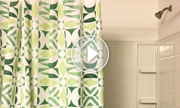 How to Stencil a DIY Shower Curtain That Anyone Can Make!