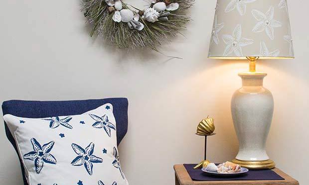 DIY Beach Decor Tutorial: Stenciled Starfish Lampshade