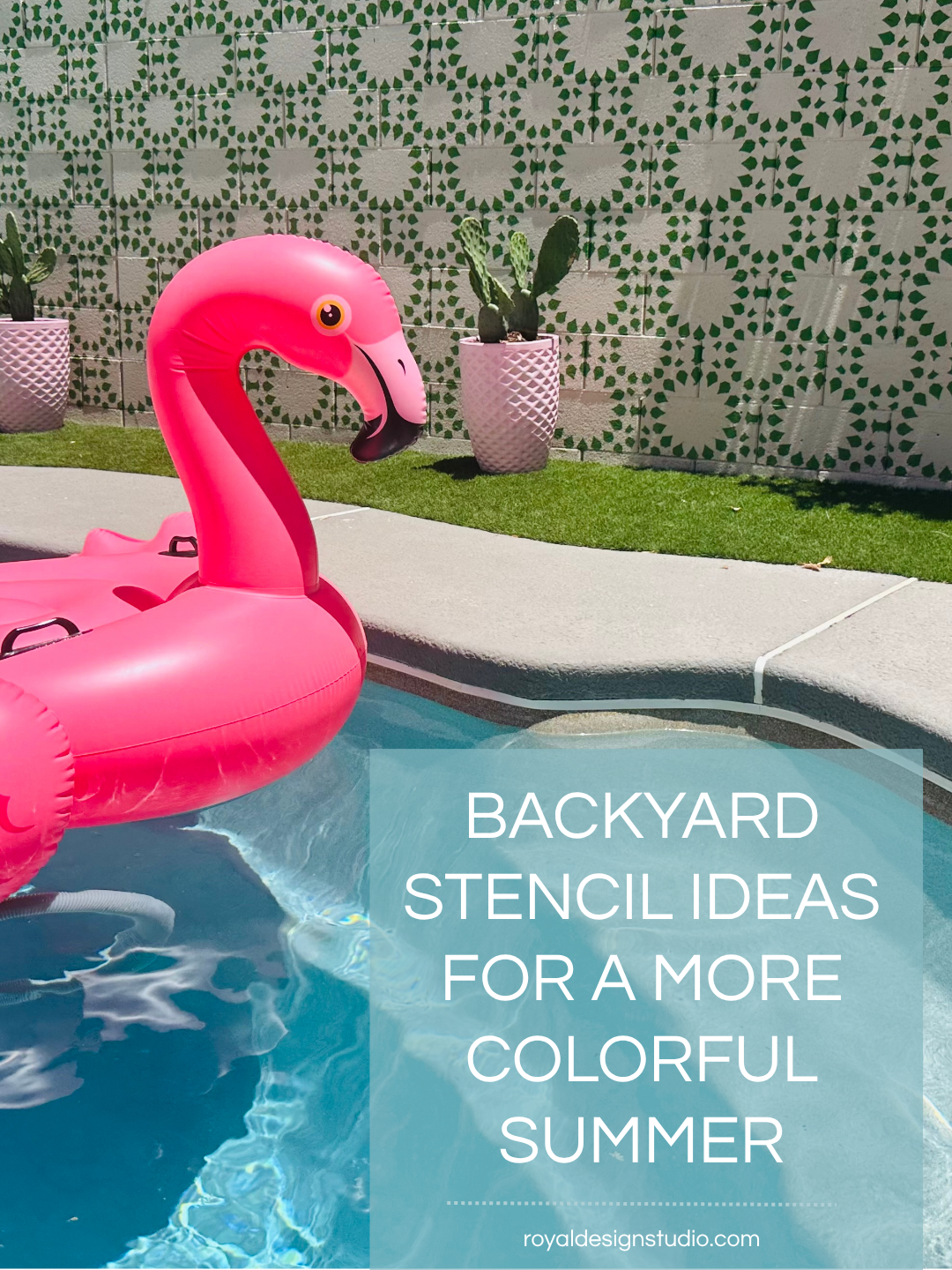 Colorful Backyard Concrete Stencil Ideas