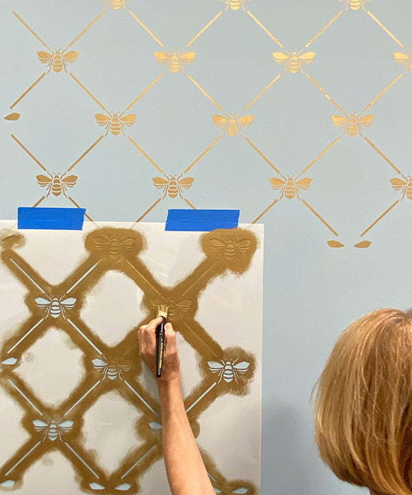How to Stencil a Golden French Bee Trellis Pattern