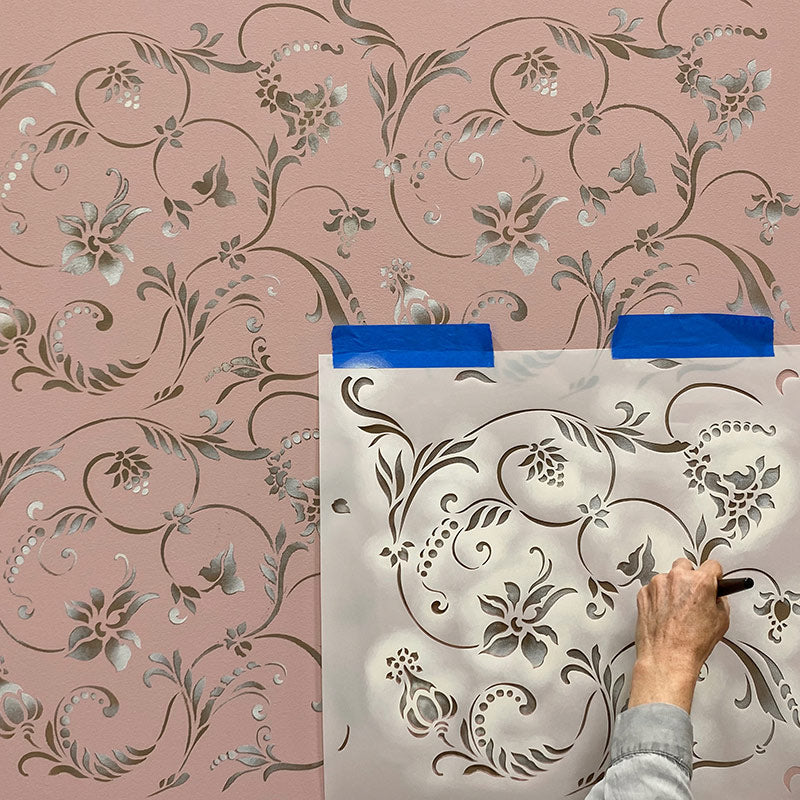 How to Stencil with a Realistic Floral Mural with Wall Stencils
