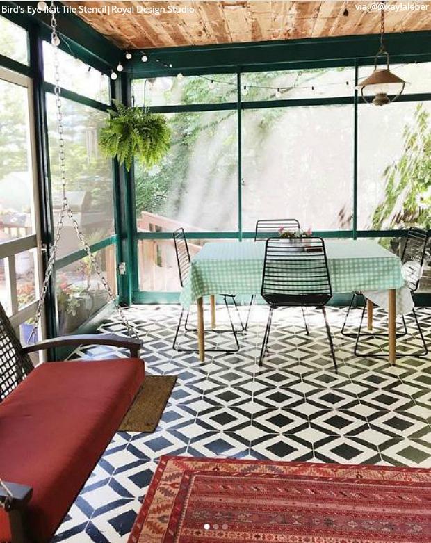 30 Sunroom Decorating Ideas with Floor Stencils