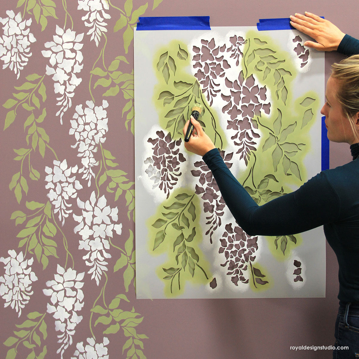 Wisteria Arbor Vine Wall Stencil