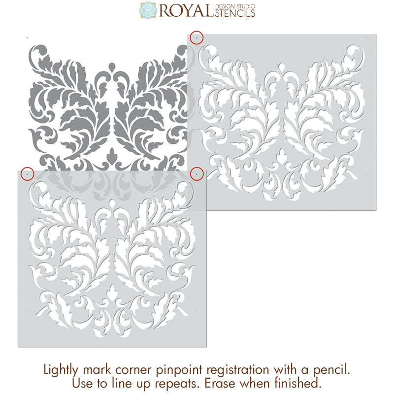 Acanthus Damask Wall Stencil