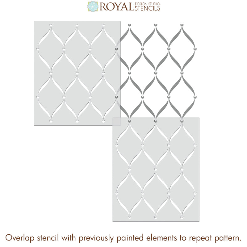 Upscaled Ribbon Lattice Wall Stencil