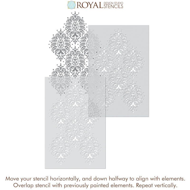 Bombay Paisley Damask Wall Stencil