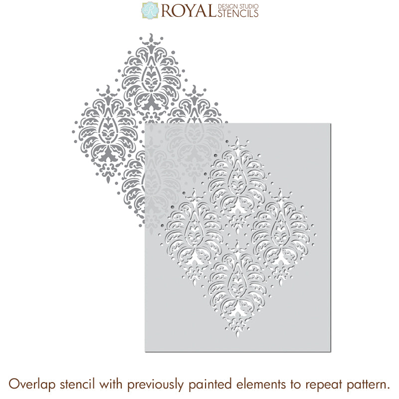 Bombay Paisley Damask Wall Stencil