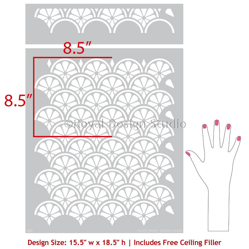 Citrus Scallops Wall Stencil