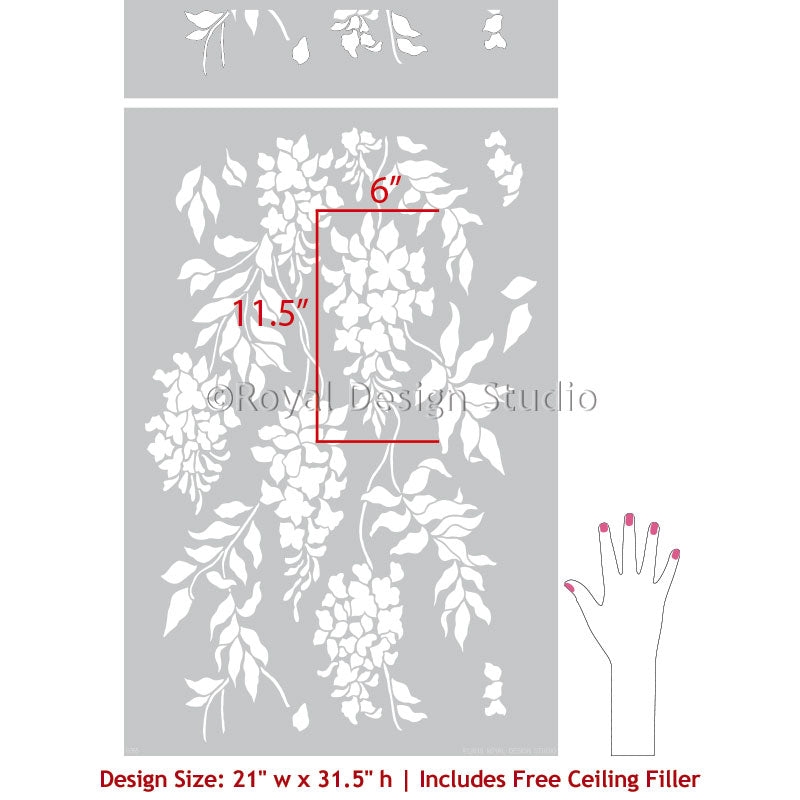 Wisteria Arbor Vine Wall Stencil