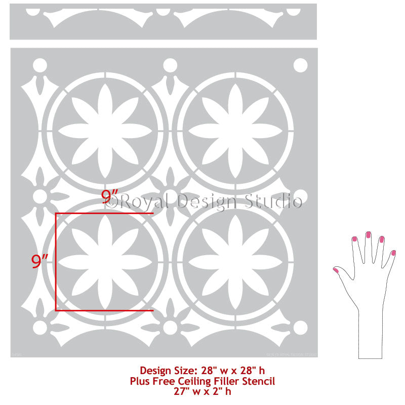 NEW! Upscaled Maison Floral Allover Tile Stencil