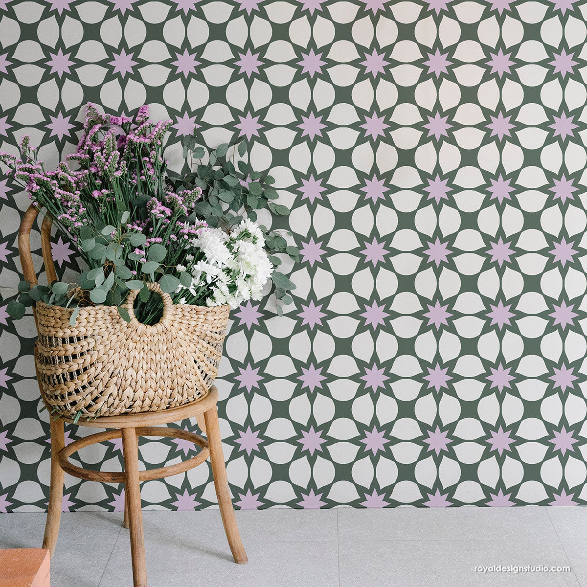Cassis Floral Allover Stencil