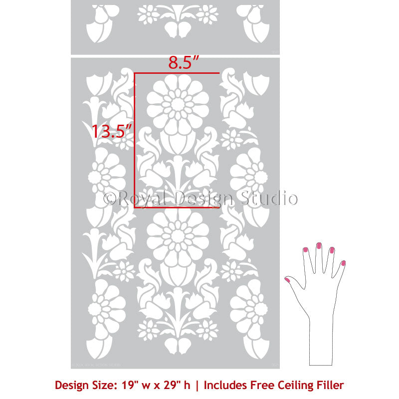 Brittany Floral Stripe Wall Stencil