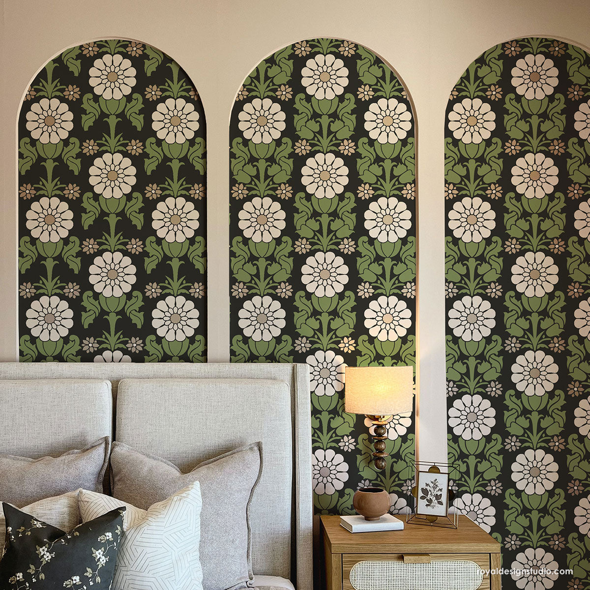 Brittany Floral Stripe Wall Stencil