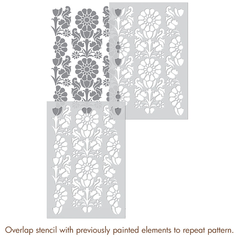 Brittany Floral Stripe Wall Stencil