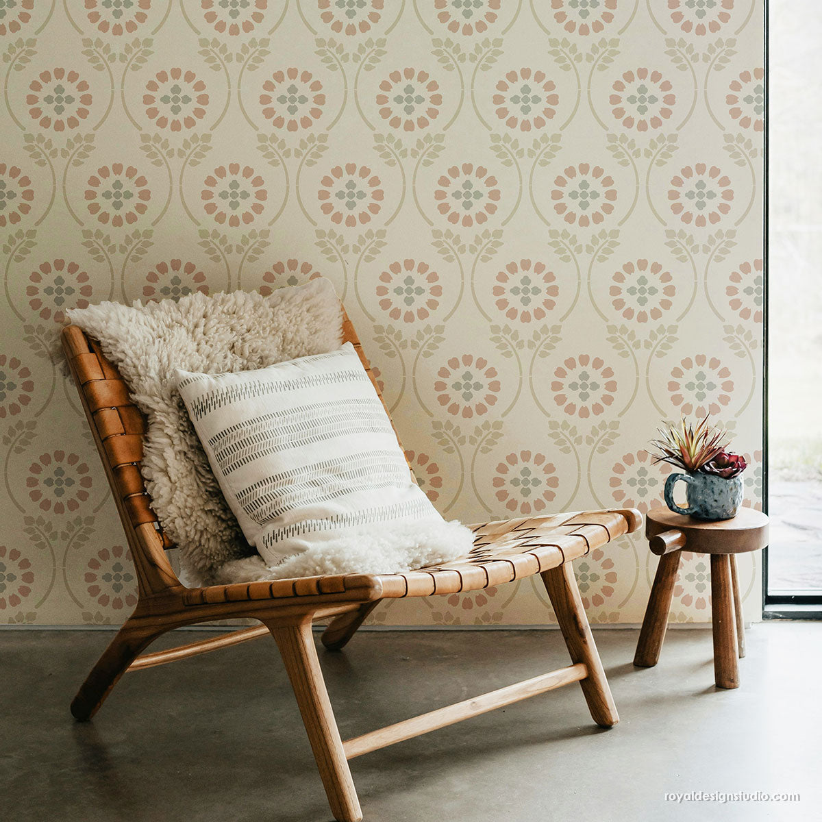 Country cottage decorating stencil for stenciling walls