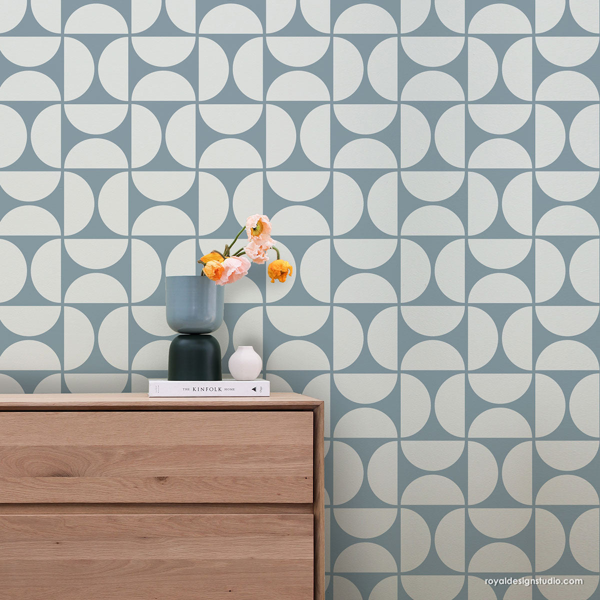 Modern pattern wall stencil-large walls painting wallpaper look