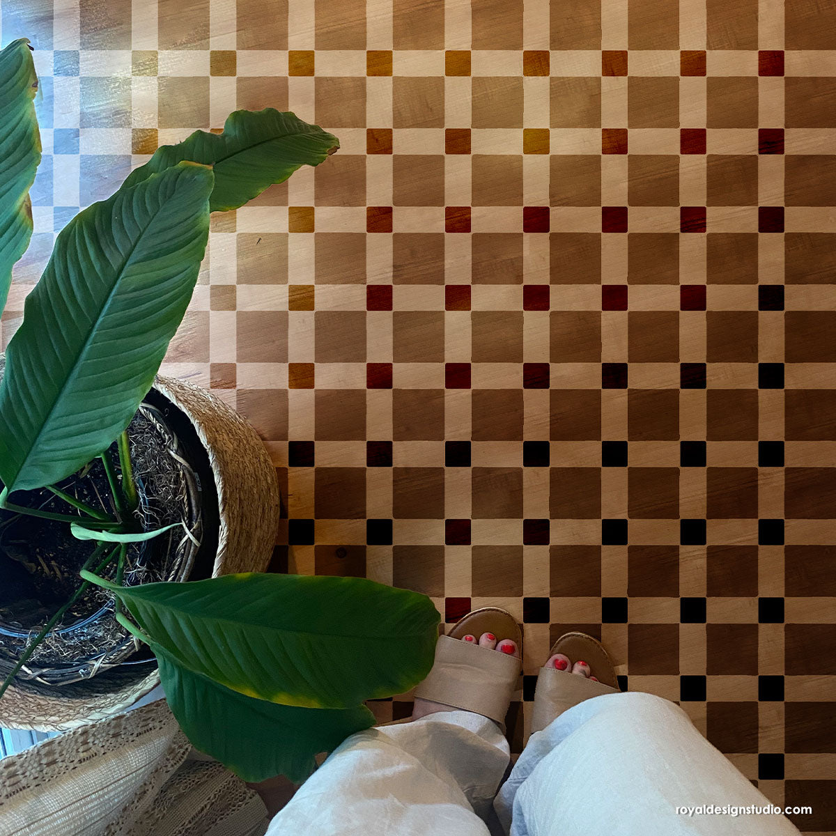 Checkers Mosaic Tile Stencil