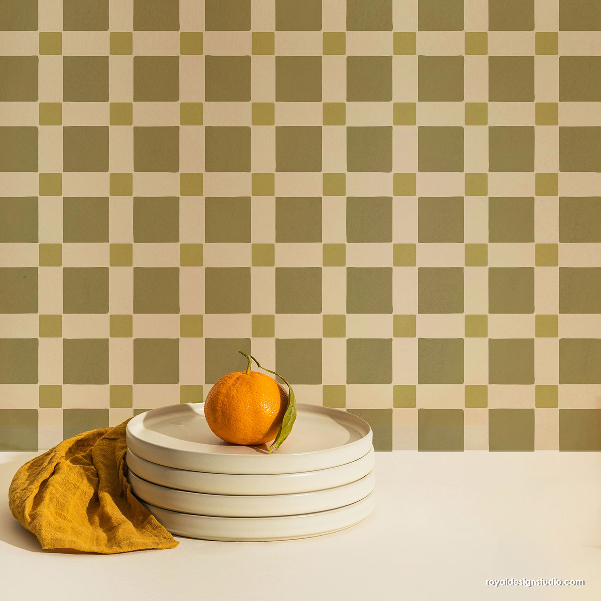 Checkers Mosaic Tile Stencil