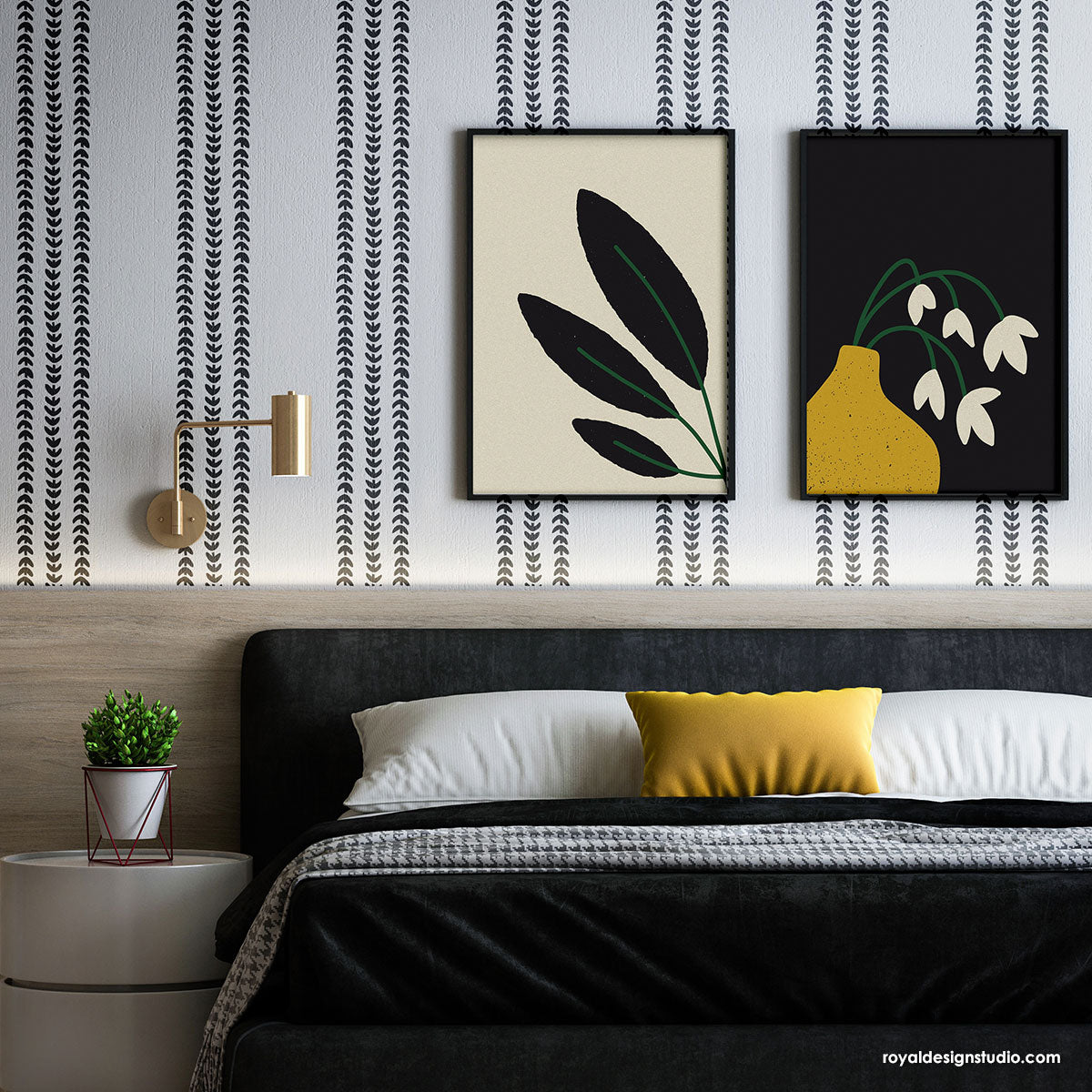 Country Stitching Stripe Wall Stencil