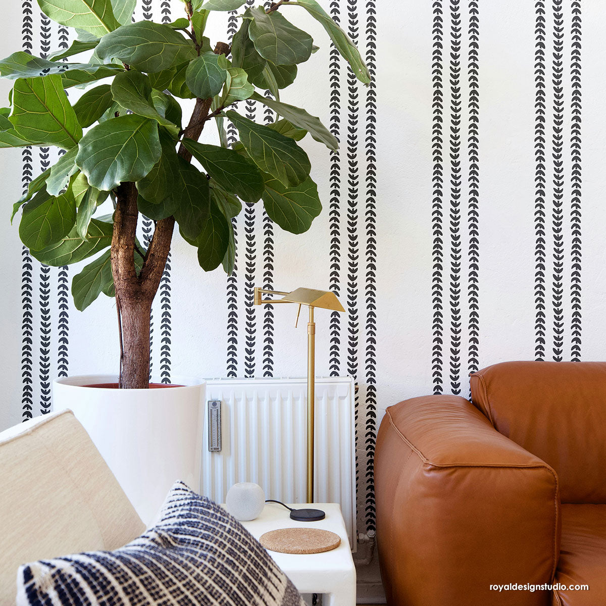 Country Stitching Stripe Wall Stencil