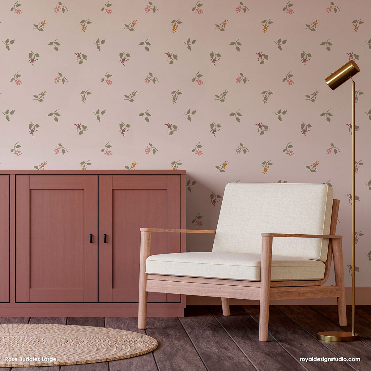 Rose Buddies Floral Furniture and Wall Stencil