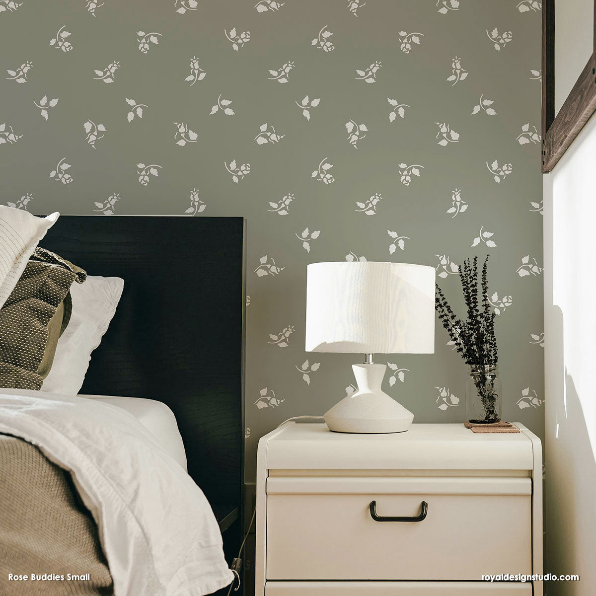 Rose Buddies Floral Furniture and Wall Stencil