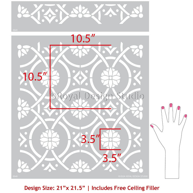 Asian Art Deco Wall Stencil