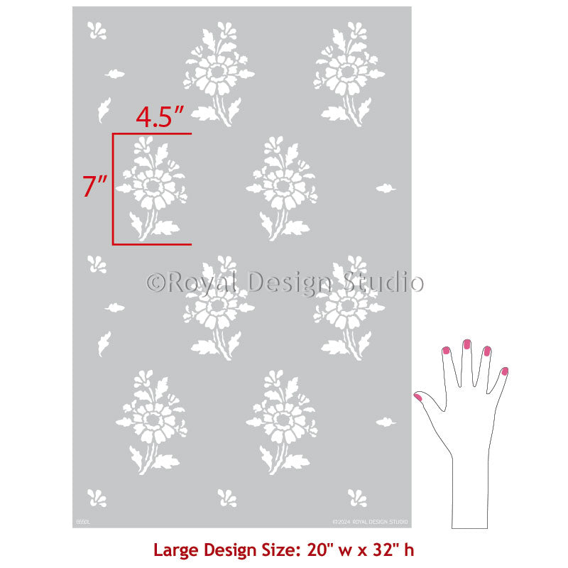 Provence Petite Floral Wall Stencil