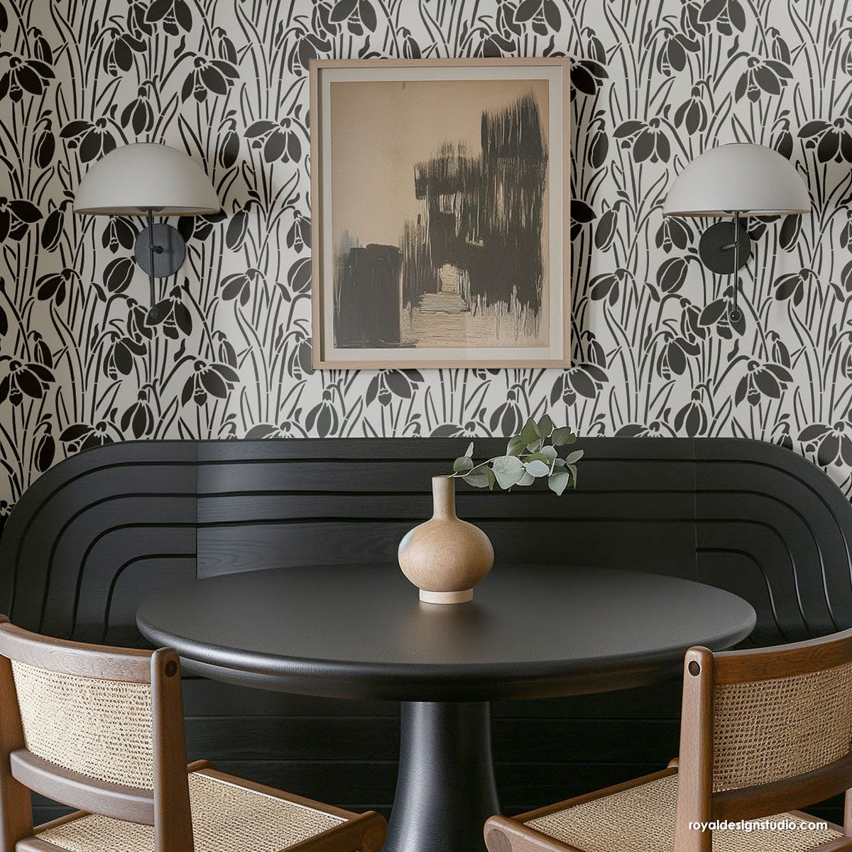 Crocus Bloom Art Nouveau Wall Stencil