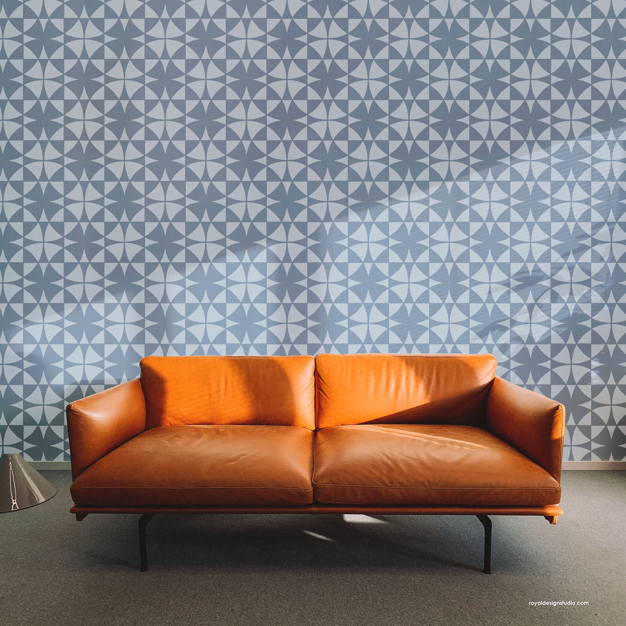 painted wallpaper pattern using a modern geometric wall stencil design