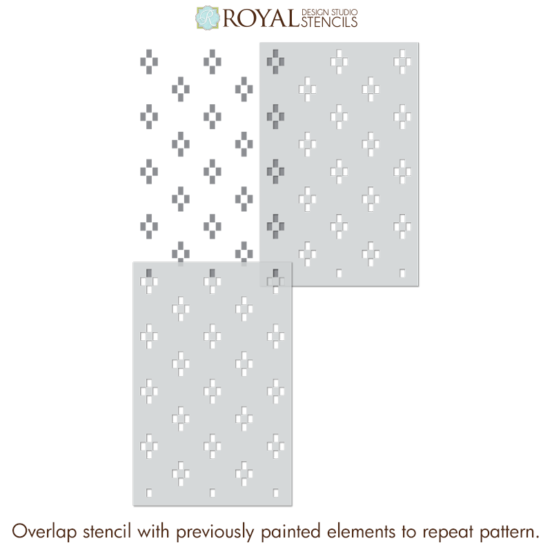wall stencil in check pattern