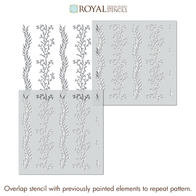 how to stencil coral stripe coastal wall stencil