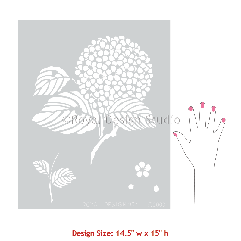Japanese Hydrangea Floral Stencil