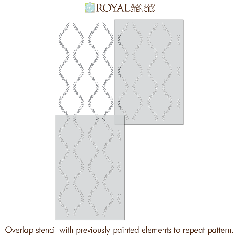 Royal Design Studio stencils with geometric patterns on a white background