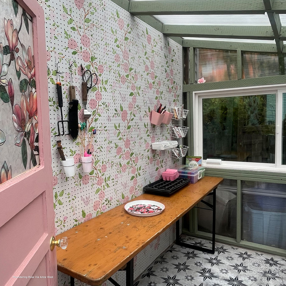 Meandering Rose Chinoiserie Wall Stencil