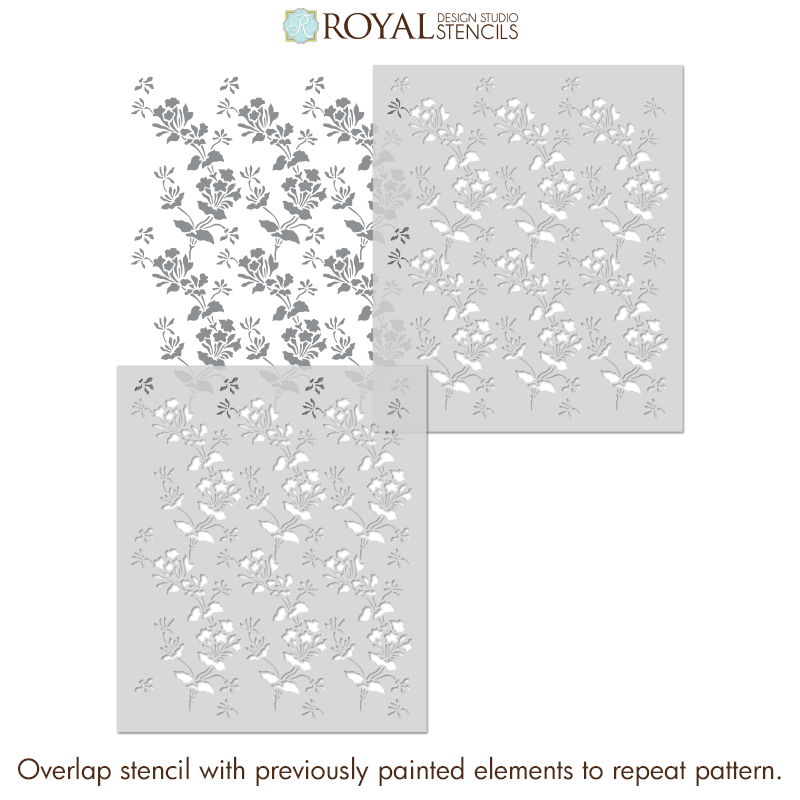 Allover Bellflower Floral & Vine Stencil