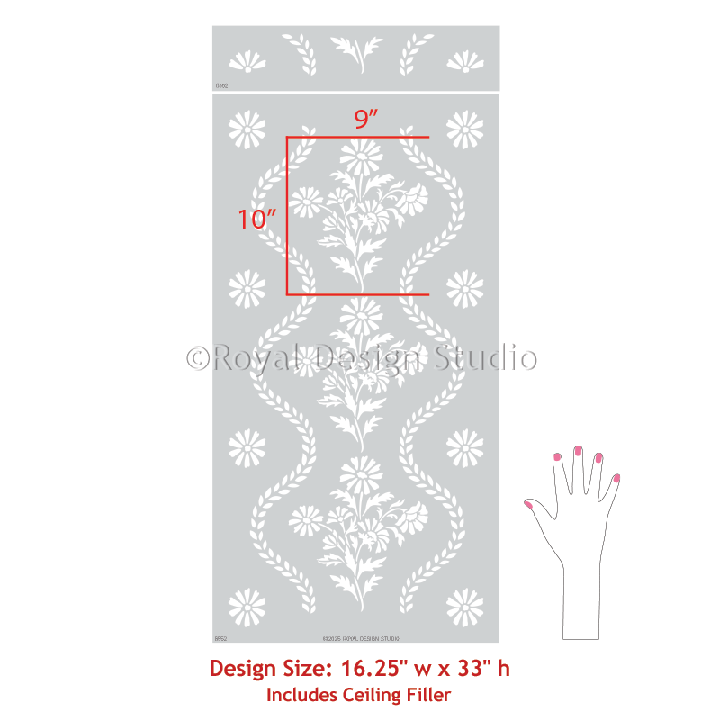 Summer Field Cottage Wall Stencil