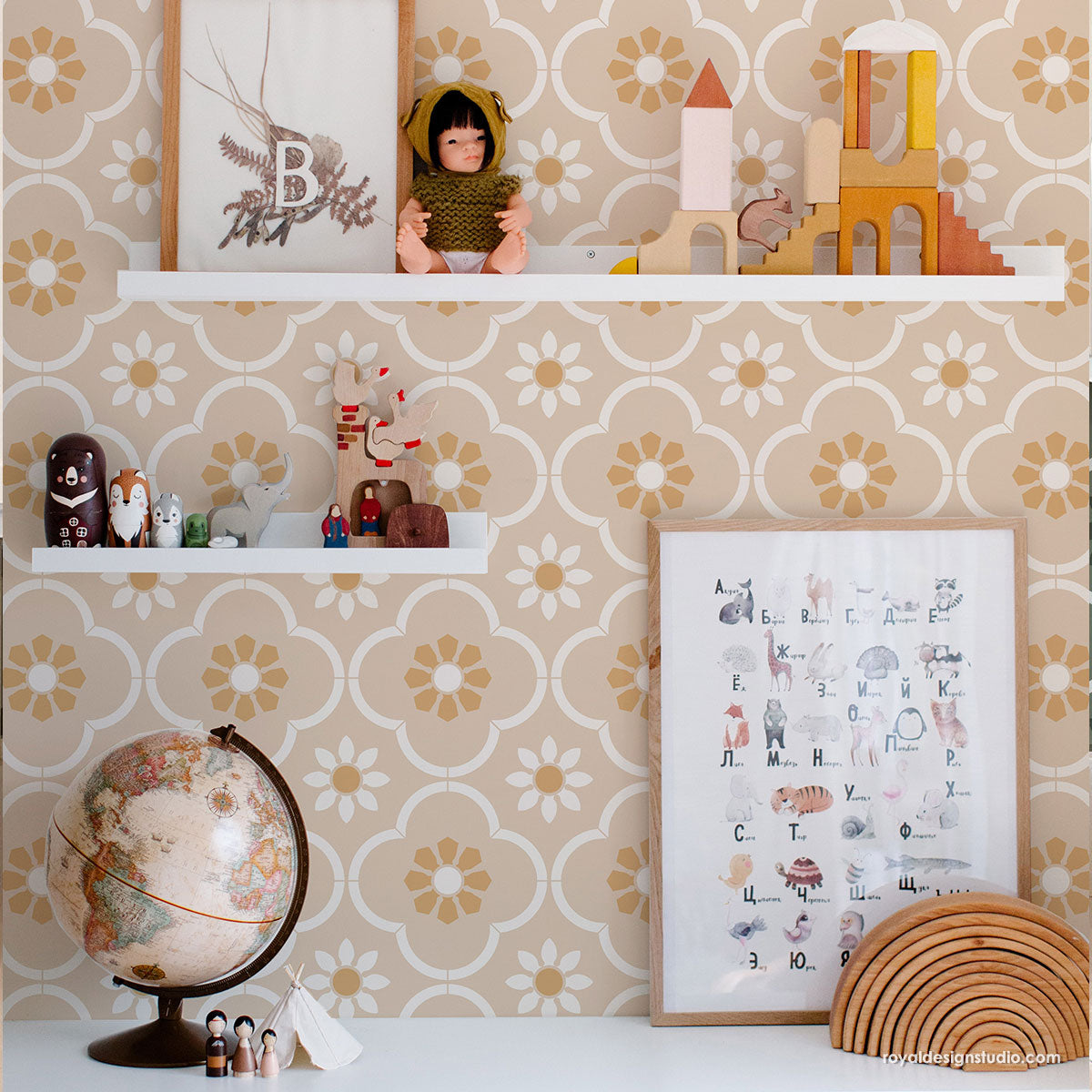 Floral Trellis Wall Stencil, Tile Stencils for Painting FloorsN